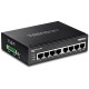 Switch Trendnet de trilho DIN gigabit industrial PoE+ endurecido de 8 portas TI-PG80