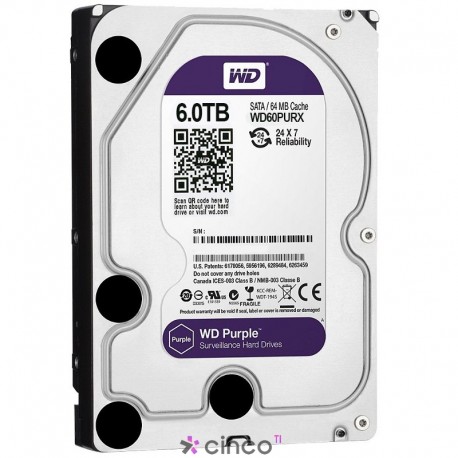 HD Interno Westem Digital de 6 TB (armazenameno para vigilância) WD60PURX